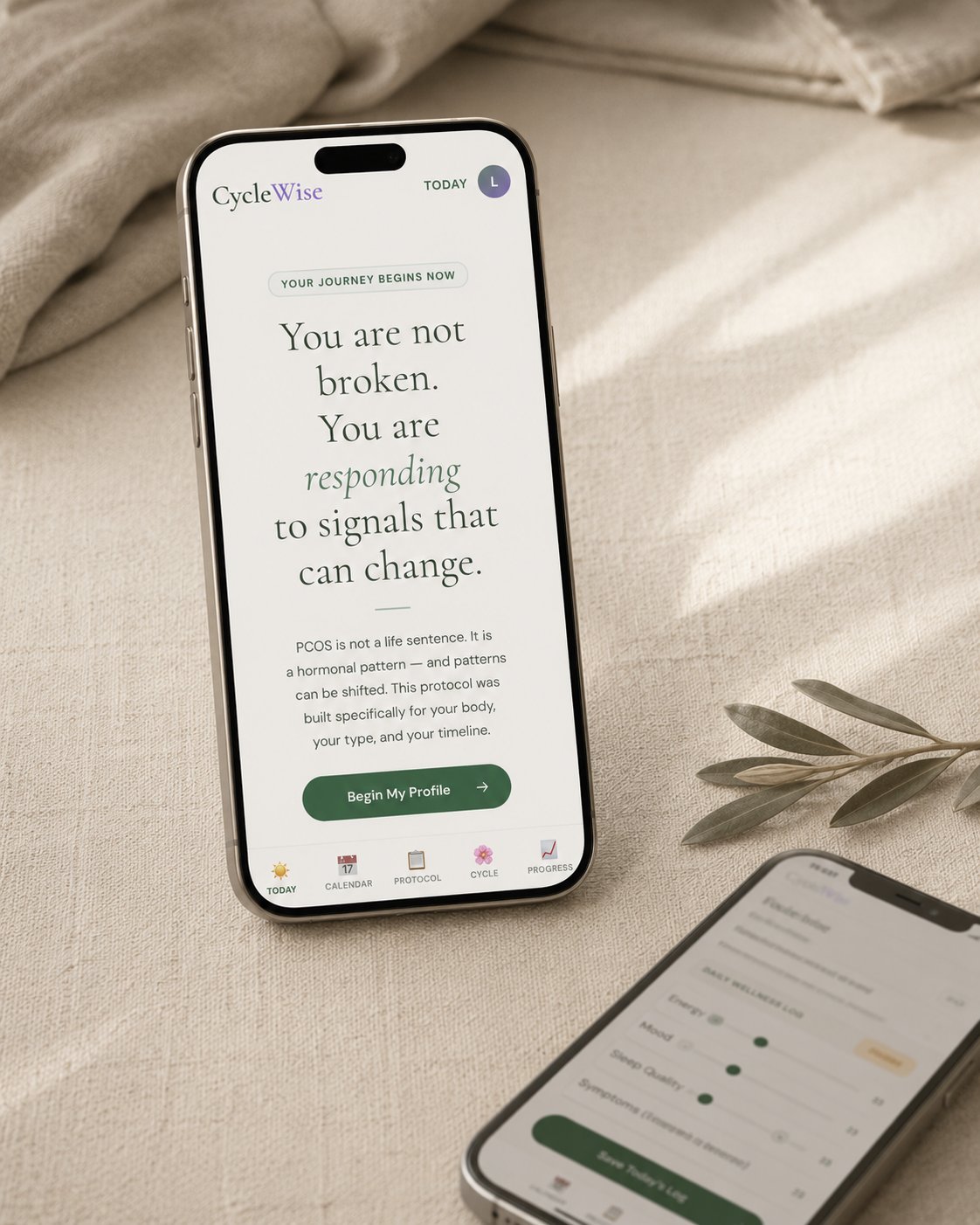 The Complete System: the app and the workbook side by side